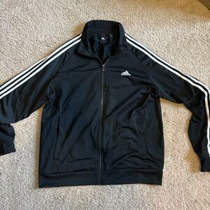 Adidas Men's Black Jacket with White Stripes
